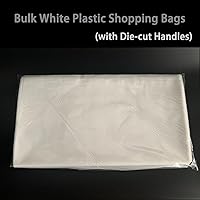 Vista 9 de Krodtige Paquete de 100 bolsas de plástico blanco grandes de 16 x 18 x 2 mil de grosor con asas troqueladas, bolsa de plástico brillante perfecta