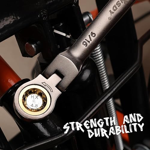 Miniatura 9 de HORUSDY Juego de llaves de trinquete SAE de cabeza flexible de 12 piezas con organizador  Juego de llaves combinadas de trinquete de 14 a 78