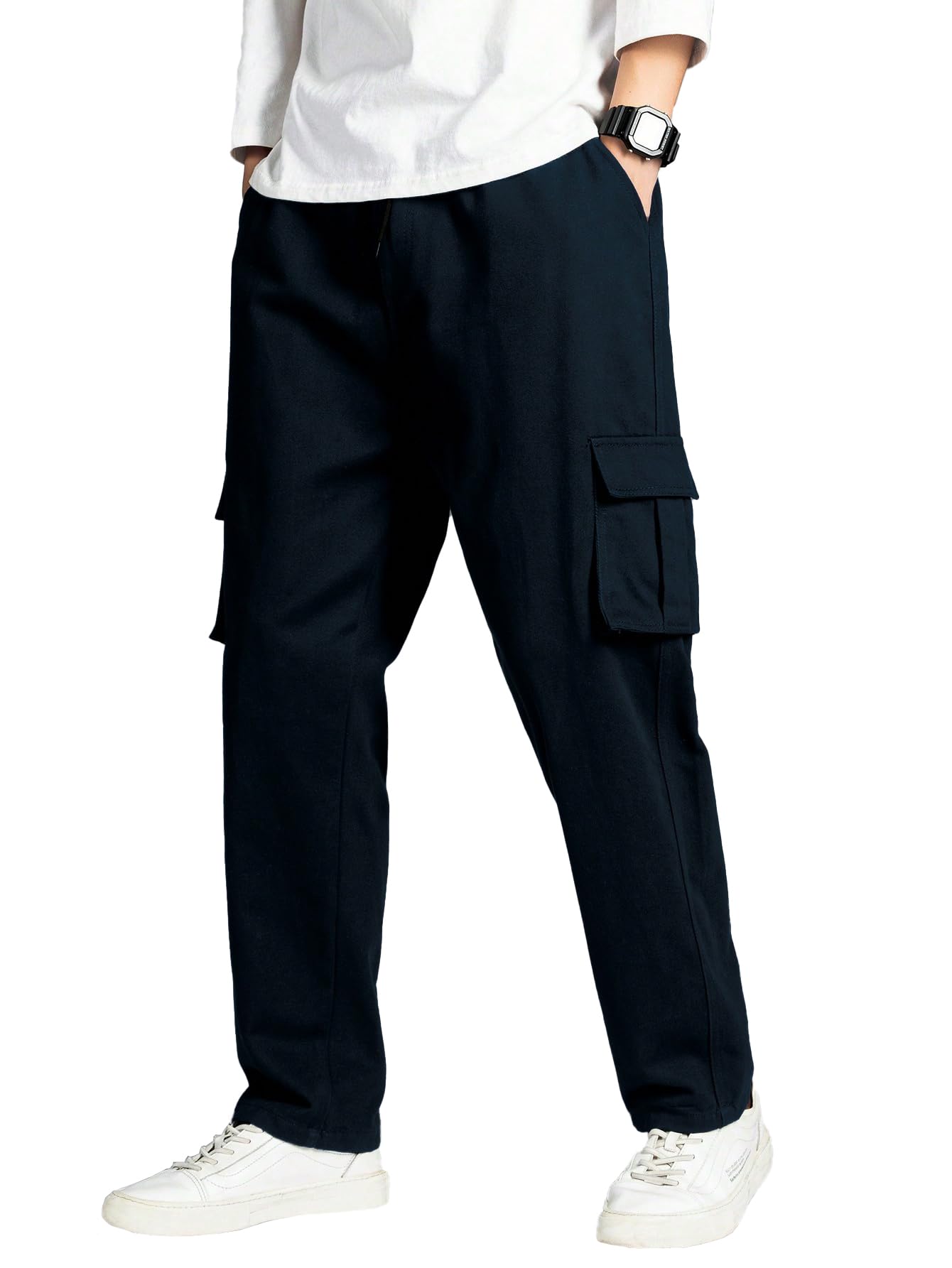 Men Flap Pocket Drawstring Waist Trousers (2030)