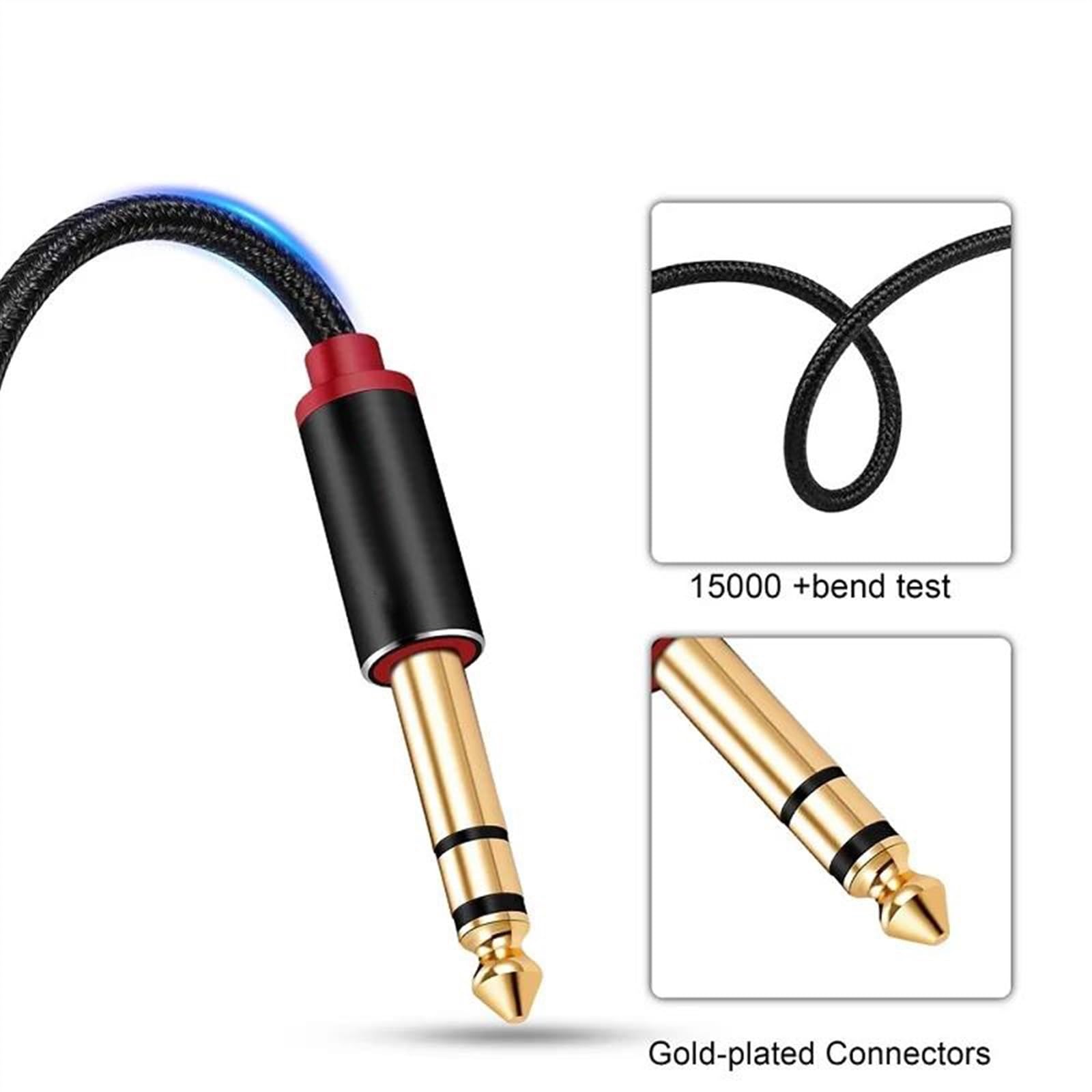 Kabel Audio Do Gitary Stereofoniczny kabel audio 6,35 mm (1/4) do wzmacniacza basowego mandoliny do gitary elektrycznej (Size : 300CM)