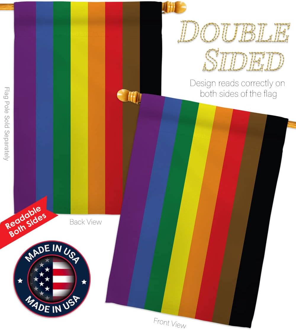 Americana Home & Garden Philadelphia House Flag Support Pride Rainbow Love LGBT Gay Bisexual Pansexual Transgender Decoration Banner Small Garden Yard Gift Double-Sided, Thick Fabric, Made in USA
