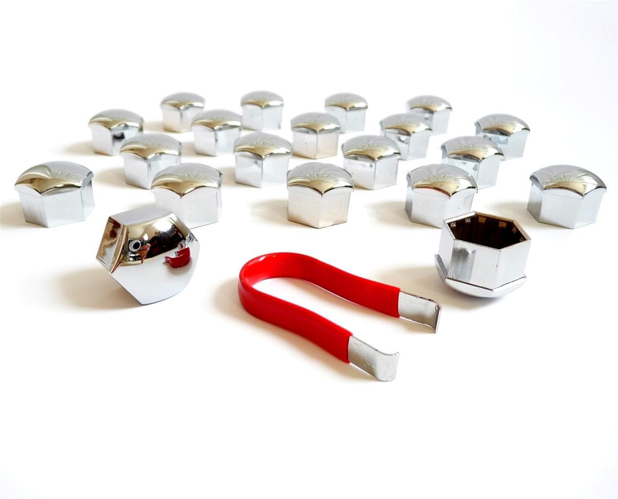 (20) 17mm Chrome Lug Nut Lug Bolt Cap Covers + Extraction Puller Tool ~ Perfect Fit for All BMW 6 Series | E24 E63 E64 F06 F12 F13 |