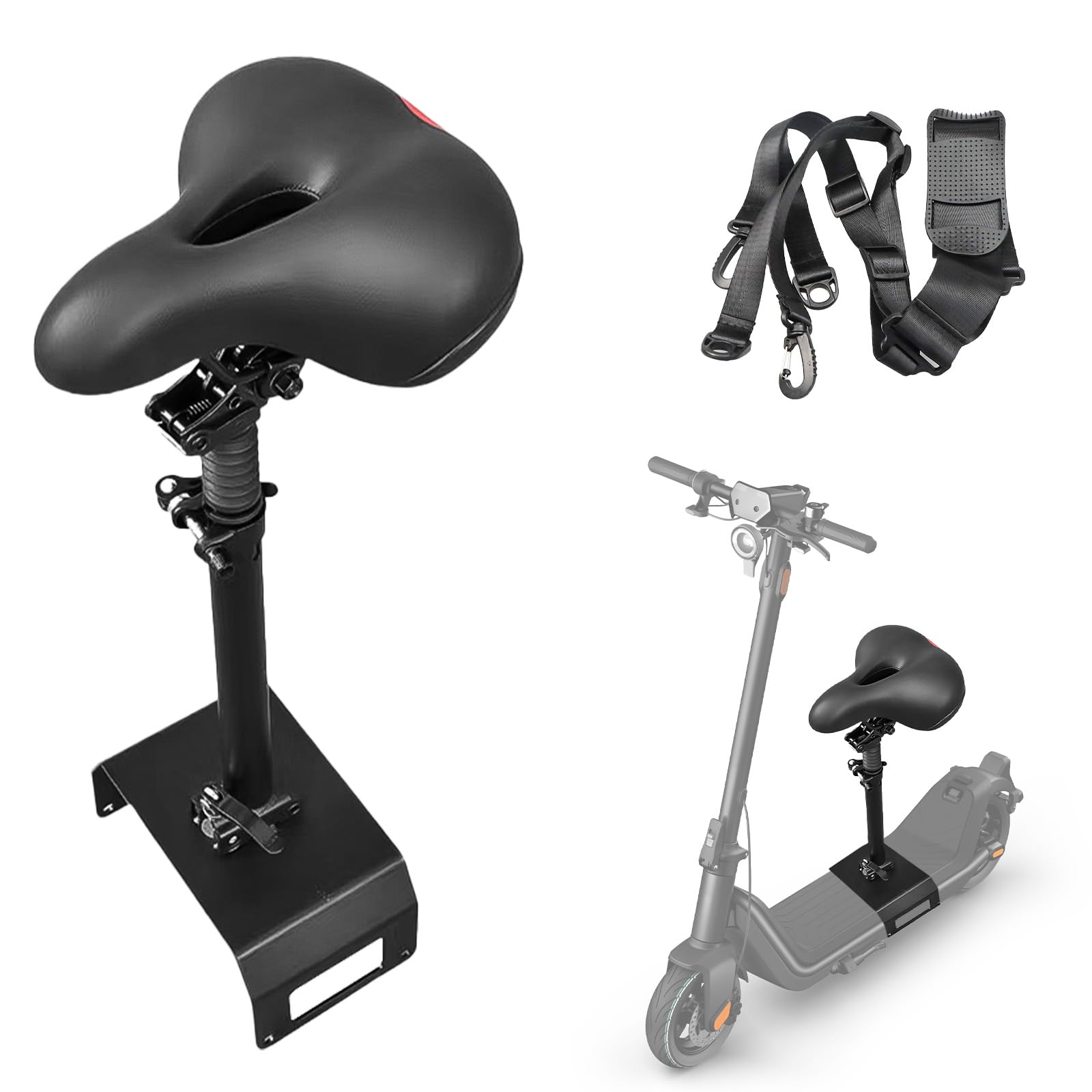 Siodełko do skutera elektrycznego do Niu KQi3, KQi3 PRO, KQi3 MAX 2019-2024, z przenośnym bagażnikiem, regulowane siodełko do Segway, regulowane, wygodne i amortyzujące wstrząsy siodełko
