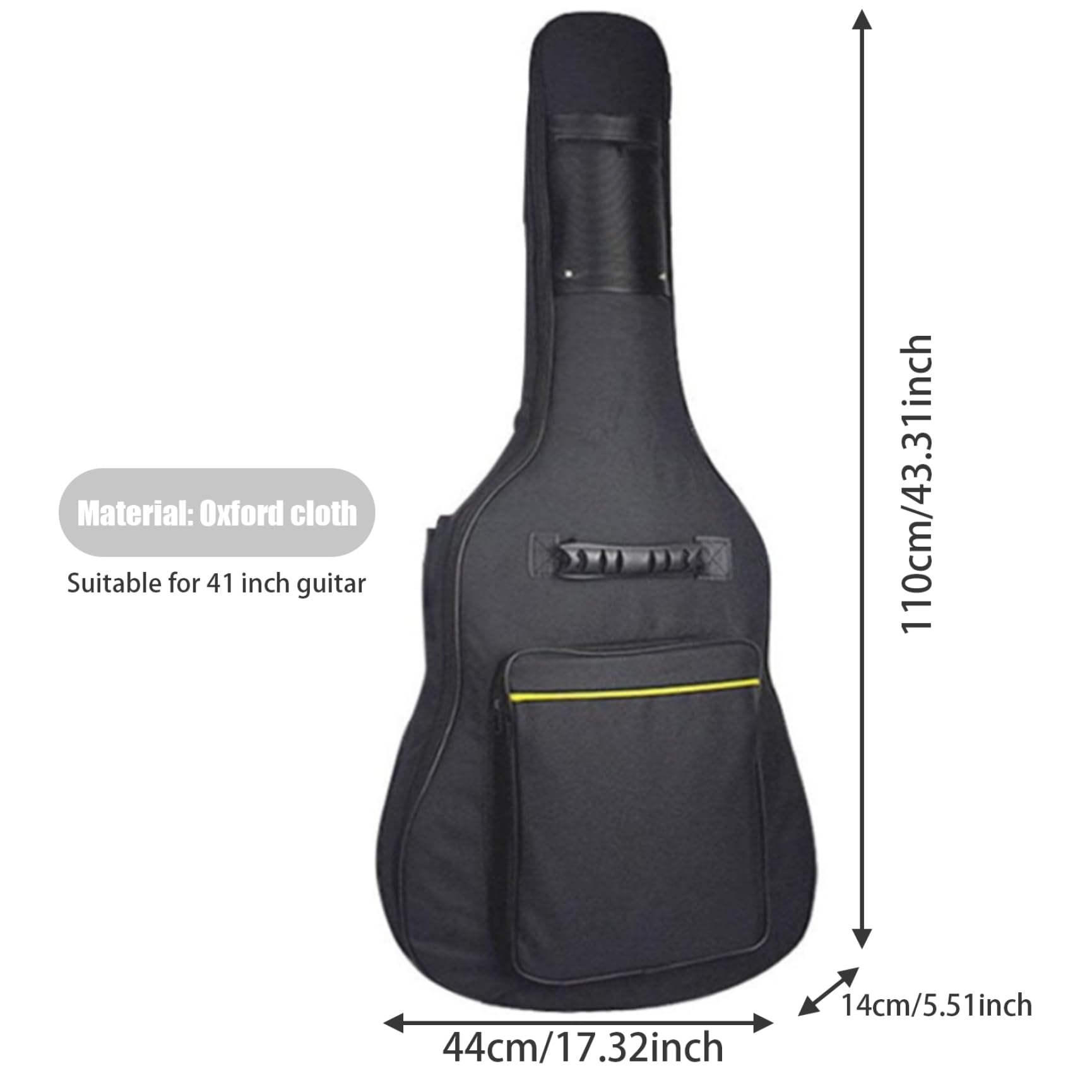 Borsa per chitarra da 41 pollici di chitarra acustica morbida con 2 tasche di imbottitura spessa 5 mm Resistente all'acqua resistente alla custodia per gigo