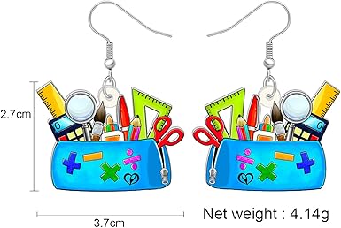 3-Pair Teacher Student Earrings - Cute Crayon & Book Dangle Earrings For Women | Back To School Jewelry