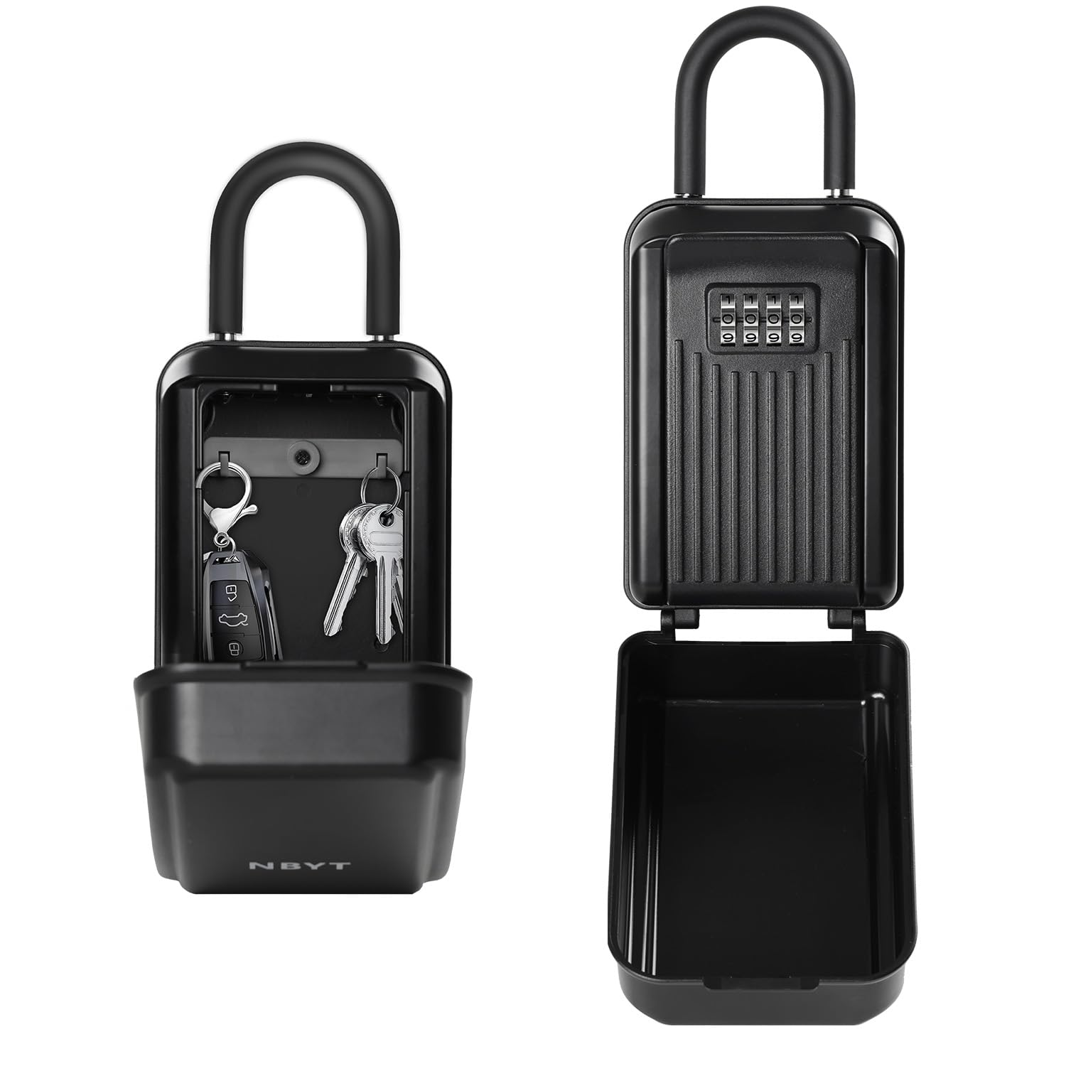 Nbyt Black Portable Combination Lock Keybox, Wall Mount,For House Keys Key Hiders To Hide A Key Outside,Waterproof Key Safe Storage Lock Box(With Shackle)