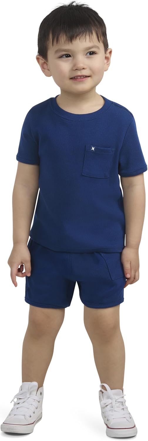 Hurley baby-boys And Toddler Rib Knit T-shirt and Shorts 2-piece Outfit Set - Image 3