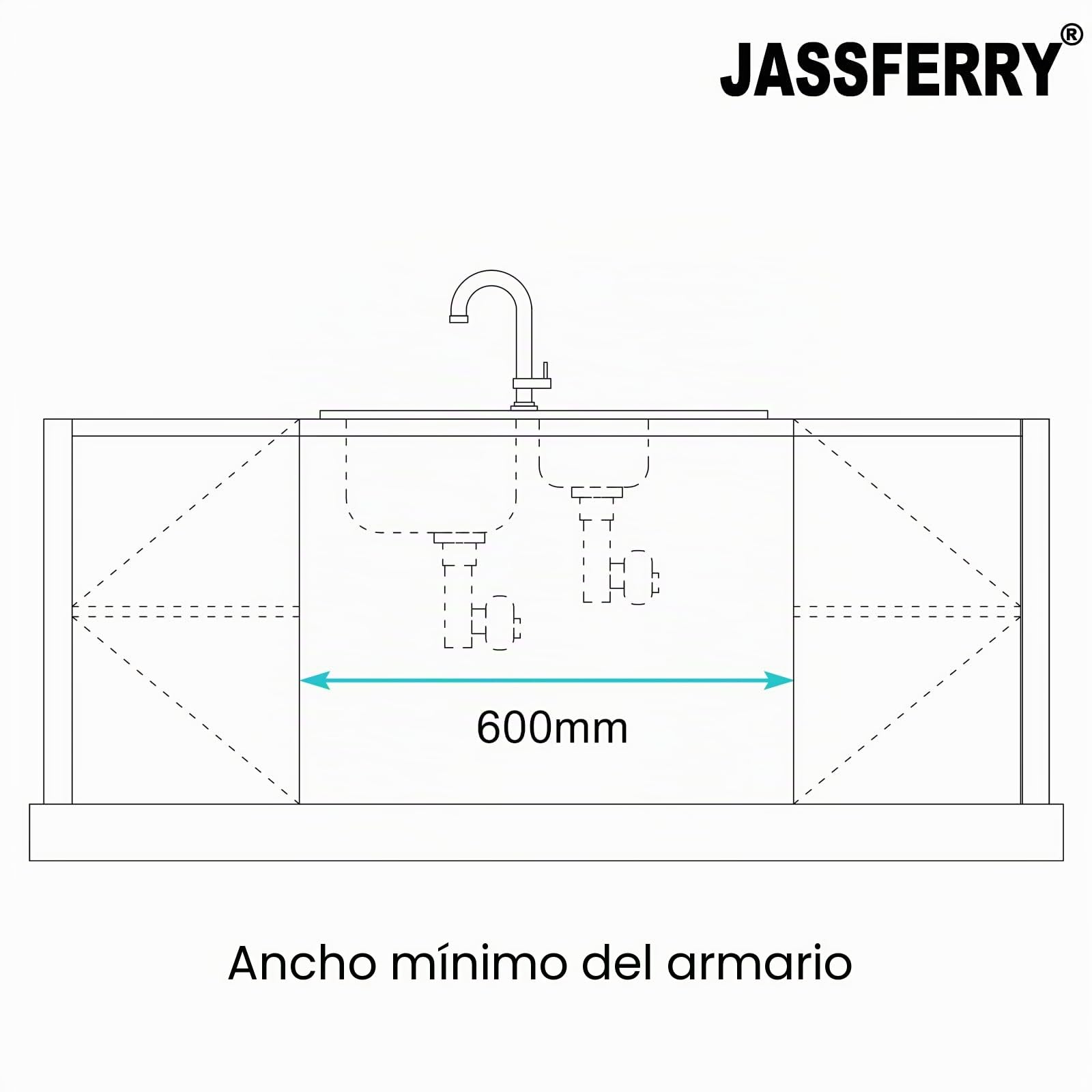 JASSFERRY Fregadero de cocina 1,5 senos, de Acero Inoxidable, escurridor reversible, con colador de residuos