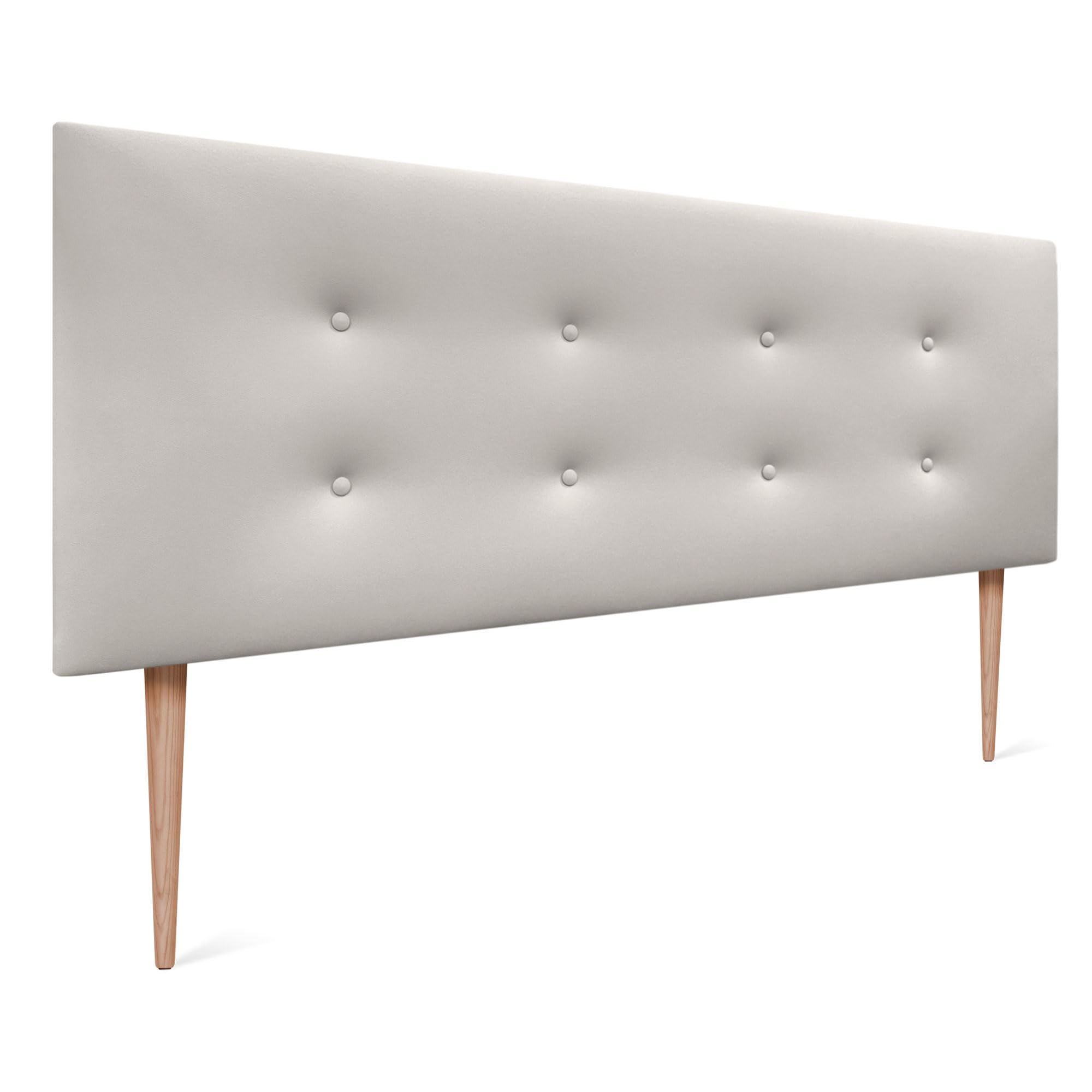 DHOME Testiera in Similpelle o Tessuto AQUALINE Pro con 2 file di bottoni e gambe Testiera imbottita Letto di Lusso (Similpelle Bianco Osso, 135x105cm (Letti 120/135/140))