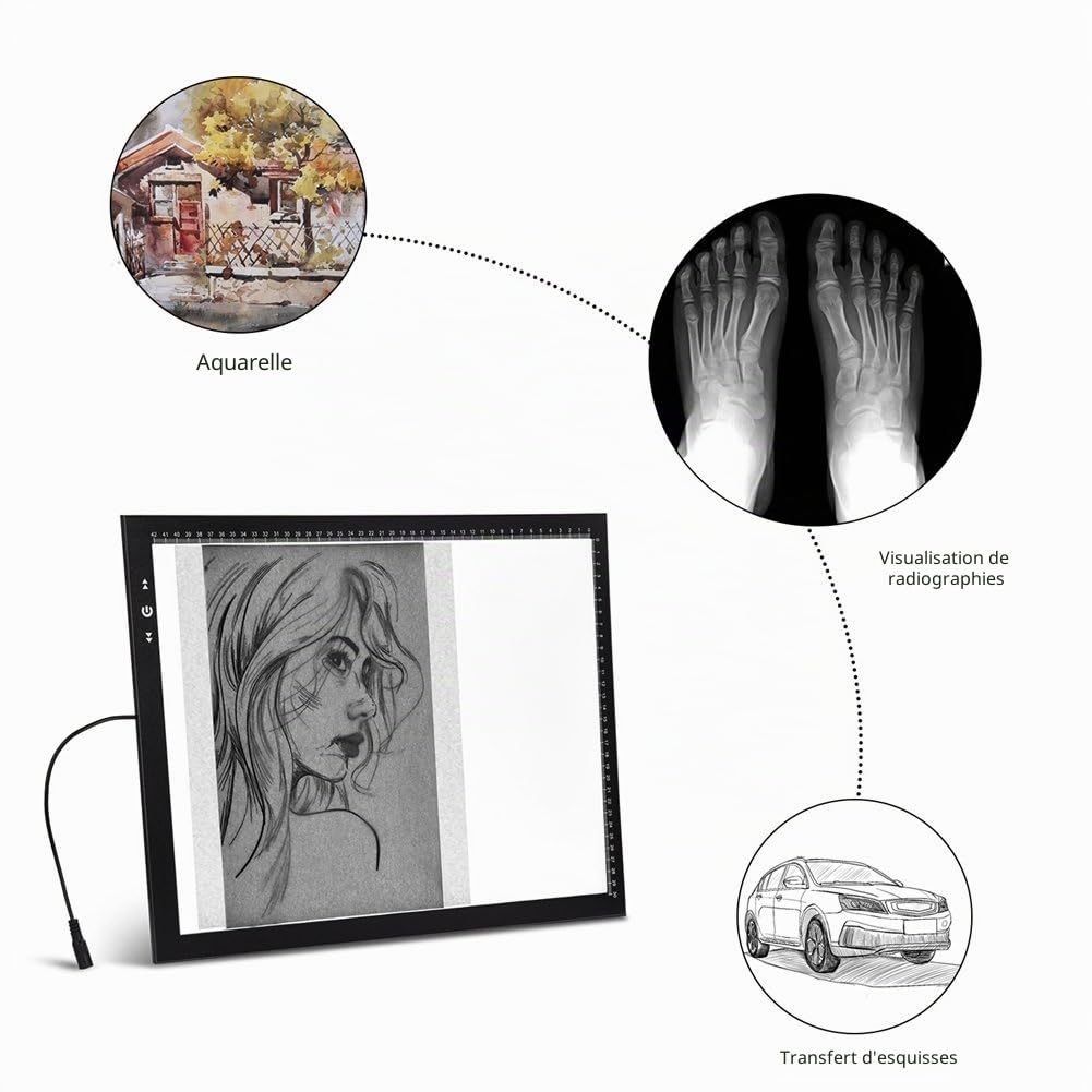 HSK A3 LED Tableau lumineux, luminosité réglable – Pour tatouage, croquis, animation et peinture diamant