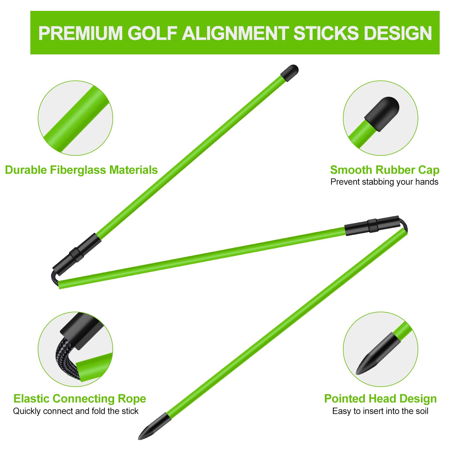 BAIRBRE Golf Alignment Sticks 2 Pack,Golf Alignment Rods Upgraded 48
