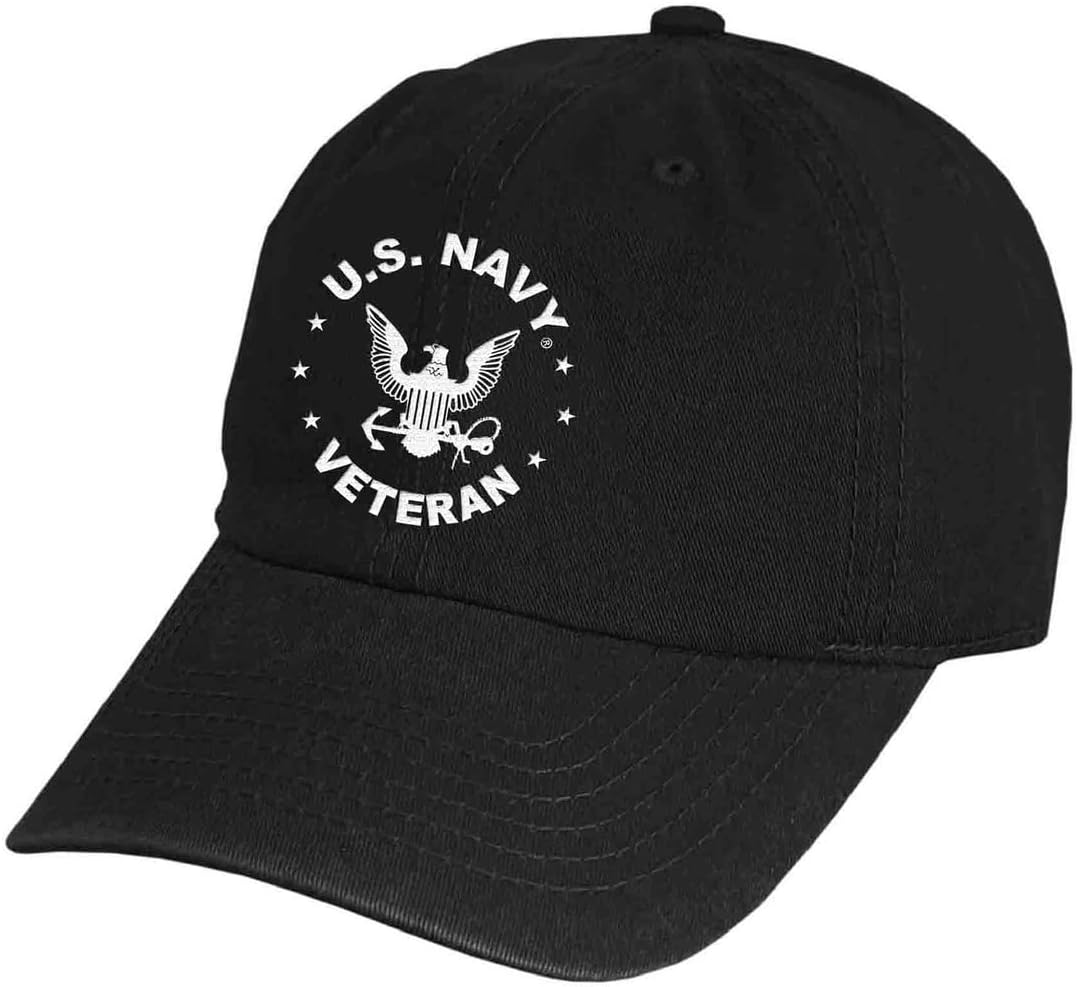 VetFriends.com US Navy Veteran Hat Officially Licensed with Embroidered Eagle Vintage Wash