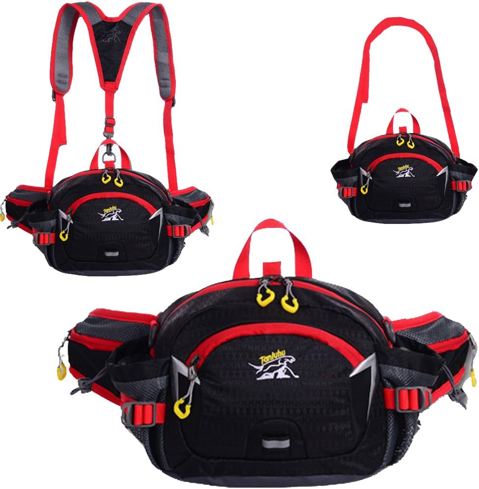 Sport Running Large Capacity Waist Bag Fanny Pack Water Bottle Holder Riding Cycling Climbing Bag For Men Women Camping Climbing Travel Cycling and Dog Walking (Black1)