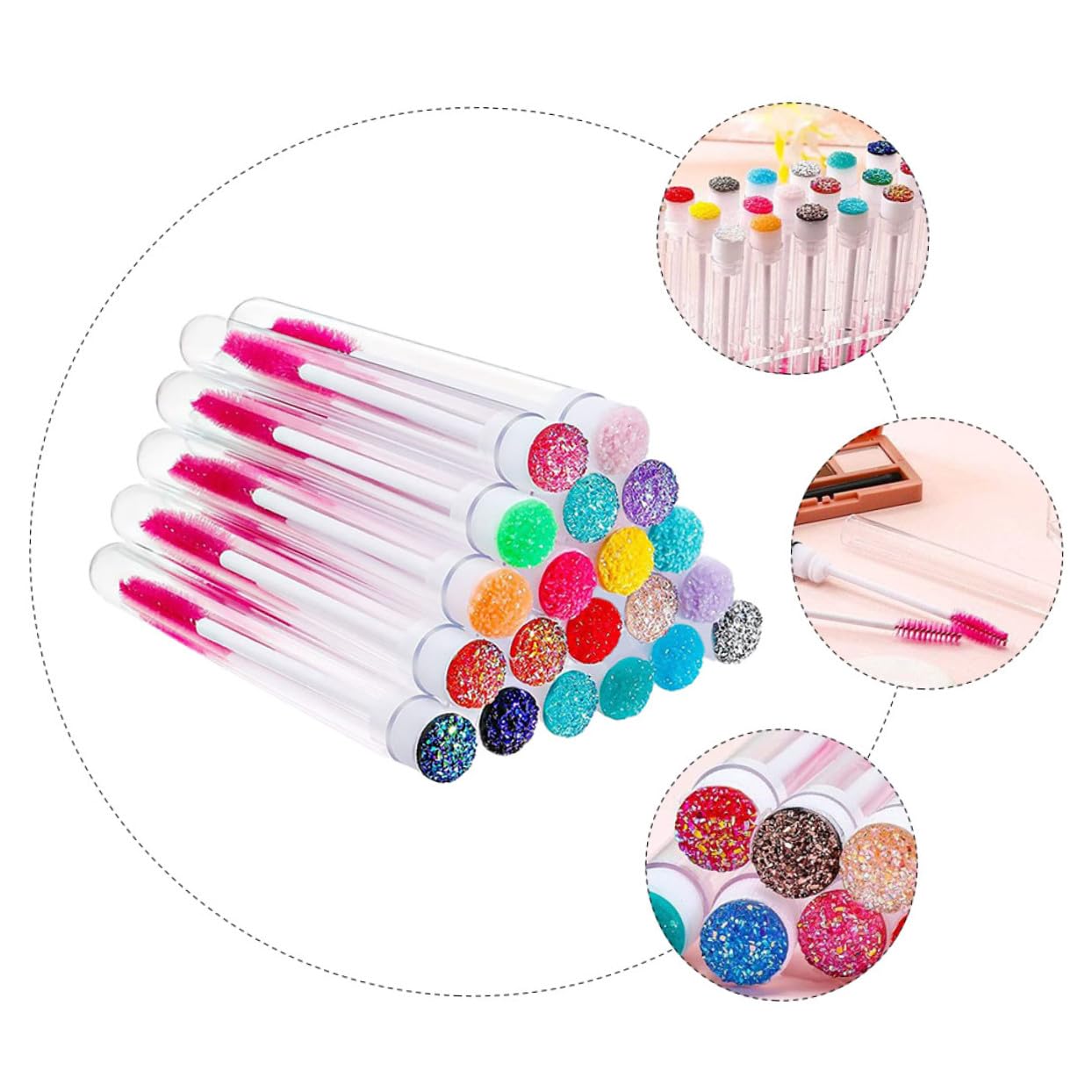 60 Piezas Cepillo Para Extensiones De Pestañas Máscara Tubos De Pestañas Botellas De Rímel Botella De Crema De Pestañas Cepillos De Pestañas Fibra Artificial Diamante Carrete