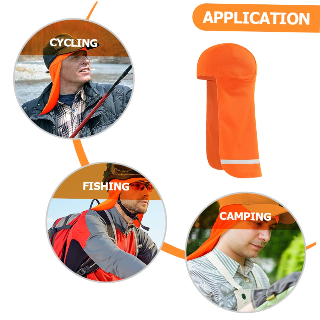 POPETPOP Sun Shade Hat 2 Pack Cooling Skull Cap Neck Sun Protection Hard Hat for Men Women Orange