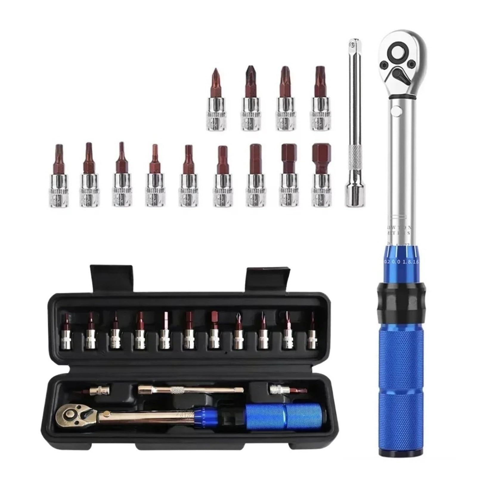 Airuixi 1Set Torque Wrench 15Pcs Torque Wrench Set 1/4" 2-24N.m Bicycle And Car Moto Repair Tools