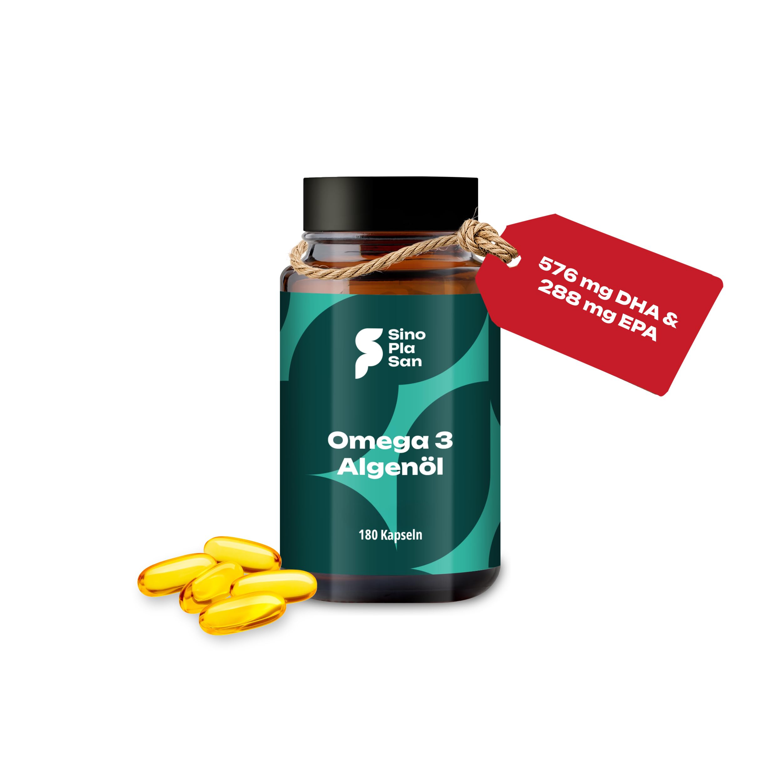 SINOPLASAN Omega 3 Vegan - 180 Kapseln - 576mg DHA & 288mg EPA