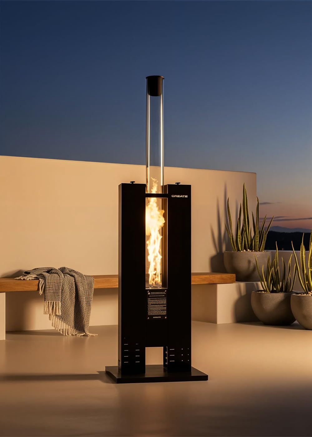 CREATE/FIRE TUBE HEATER/Estufa exterior de pellets sin humo / 8.2kW. libre de humos. materiales resistentes capacidad 3.6 kg pellets. cobertura de hasta 9m2. consumo de hasta dos horas y media