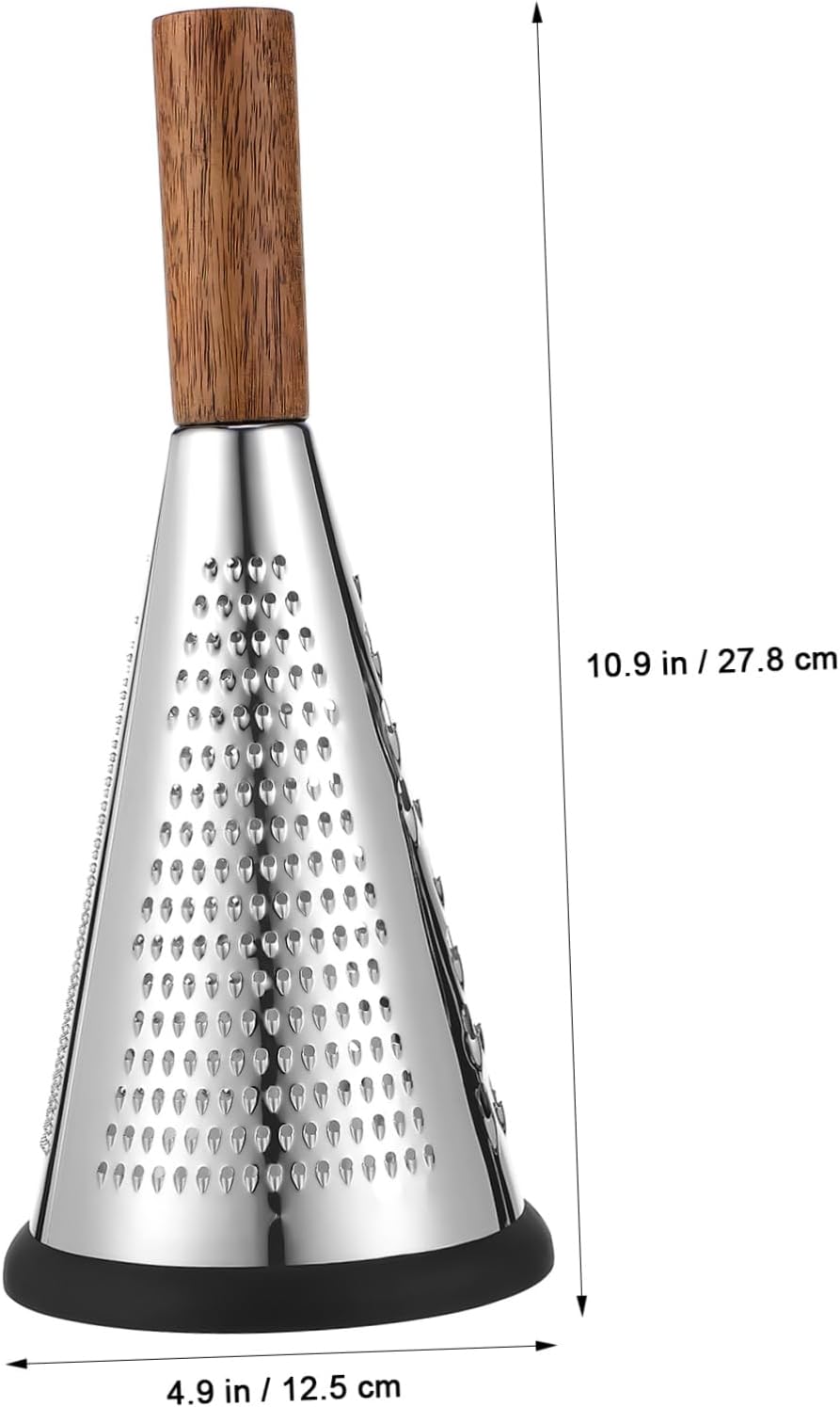 BESTOYARD Sturdy Stainless Steel Cone Cheese Grater with Handle Vertical Design for Stable Use Manual Grater for Cheese Spices and More The Kitchen