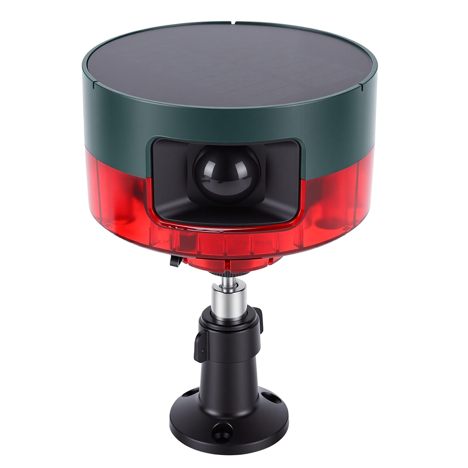 Gonetre Alarma Solar con Sensor de Movimiento, Sirena de 130 DB con Luz | 13 Sonidos Disuasorios de Animales, Material ABS, Batería de 1200 MAh, Carga Solar y USB, Control Remoto, Rango de