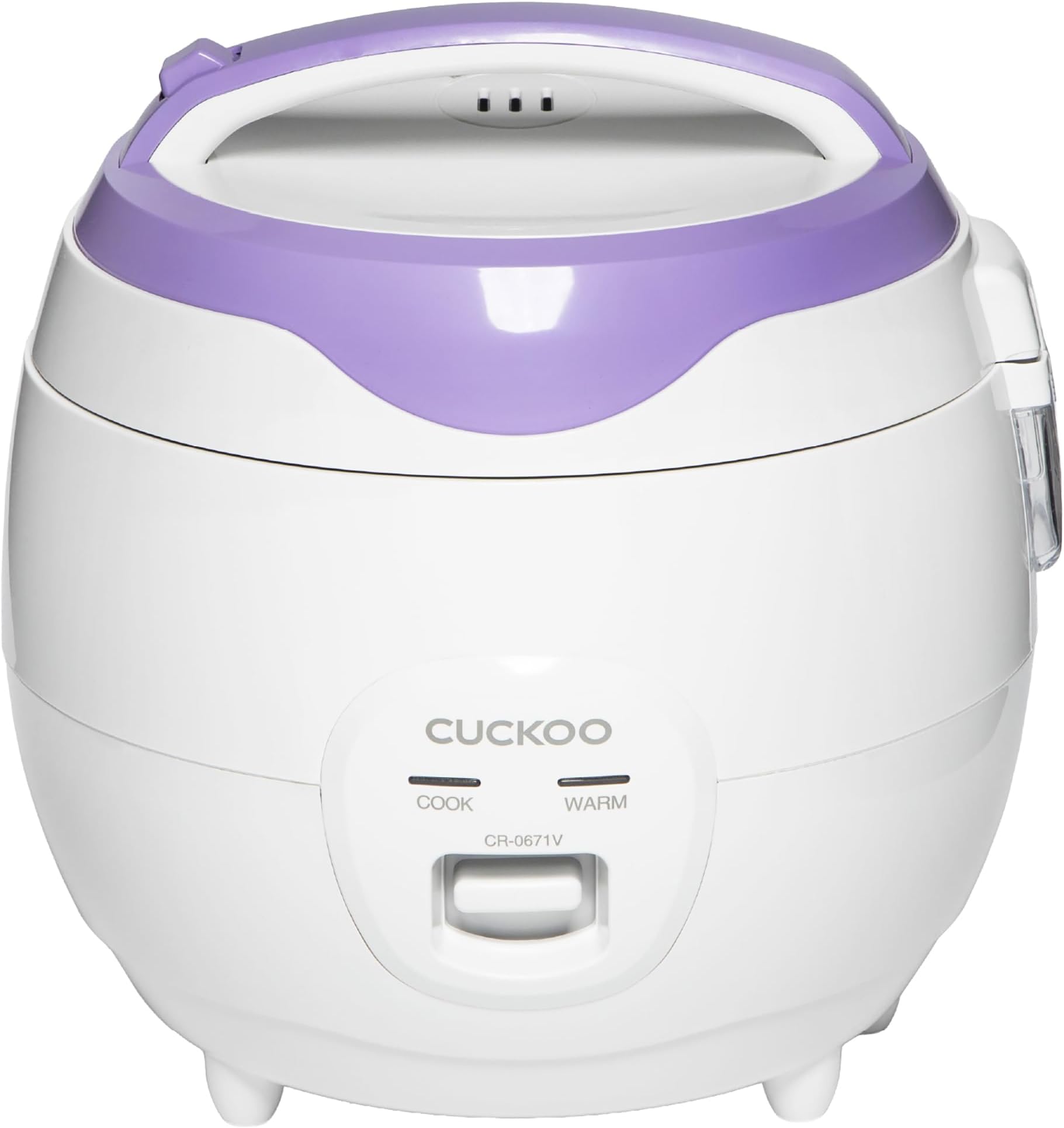 CUCKOO CR-0671V 6-Cup (Uncooked) / 12-Cup (Cooked) Basic Heating Plate Rice Cooker & Warmer with Nonstick Inner Pot, Switch Press (White/Purple)