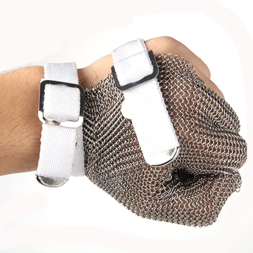 Guantes de Trabajo Anticorte Guantes resistentes a cortes for trabajos de seguridad en carpintería, guantes de cota de malla con anillo de Metal suave y antideslizante.Mano izquierda y mano derecha un