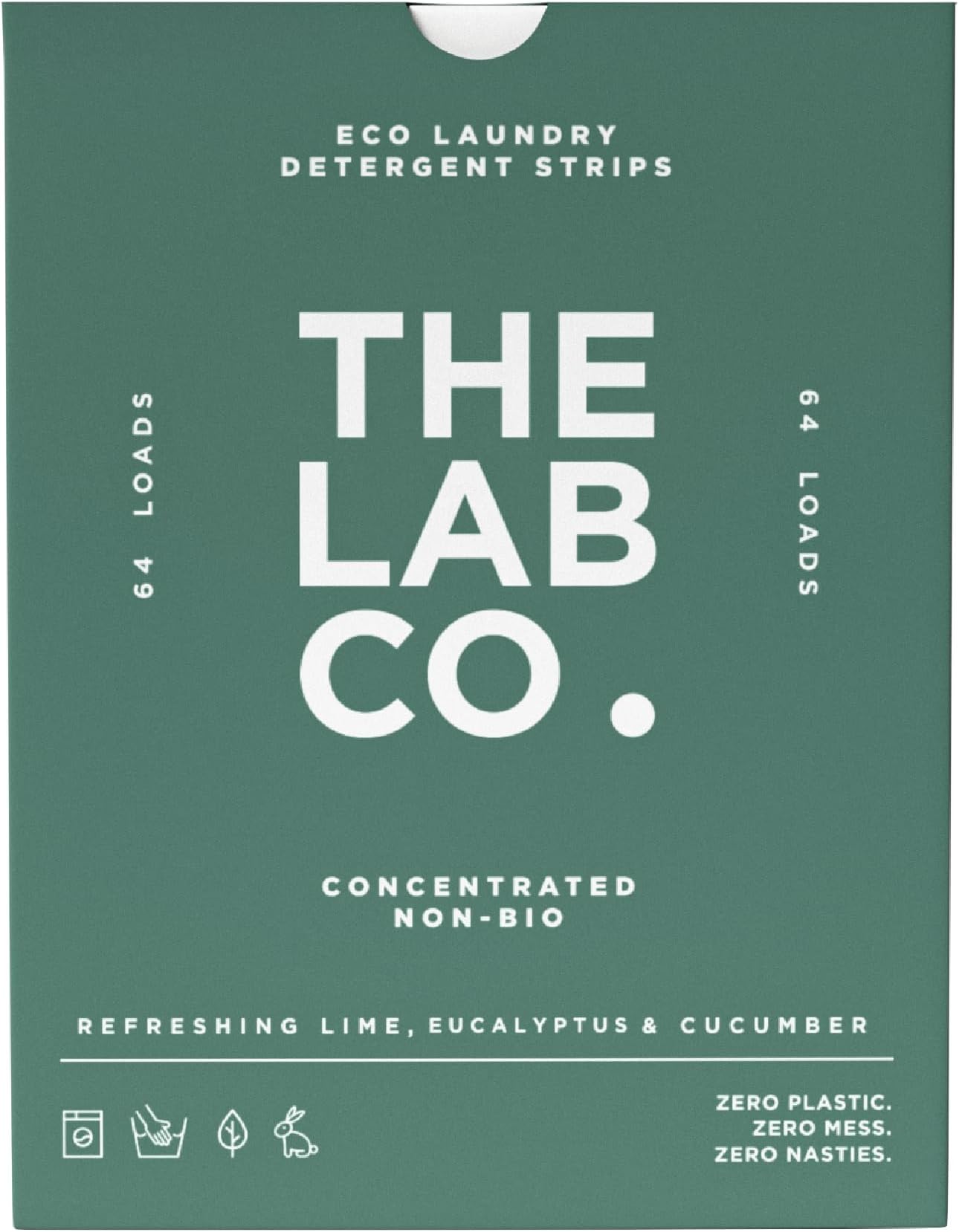 Laundry Detergent Strips Washing Sheets | Eco Ultra-Concentrated | Non-Bio for Sensitive Skin | Non-Toxic Fragrance | EDC-Free | Lab-Tested | Refreshing Lime Eucalyptus Cucumber | 64 Loads