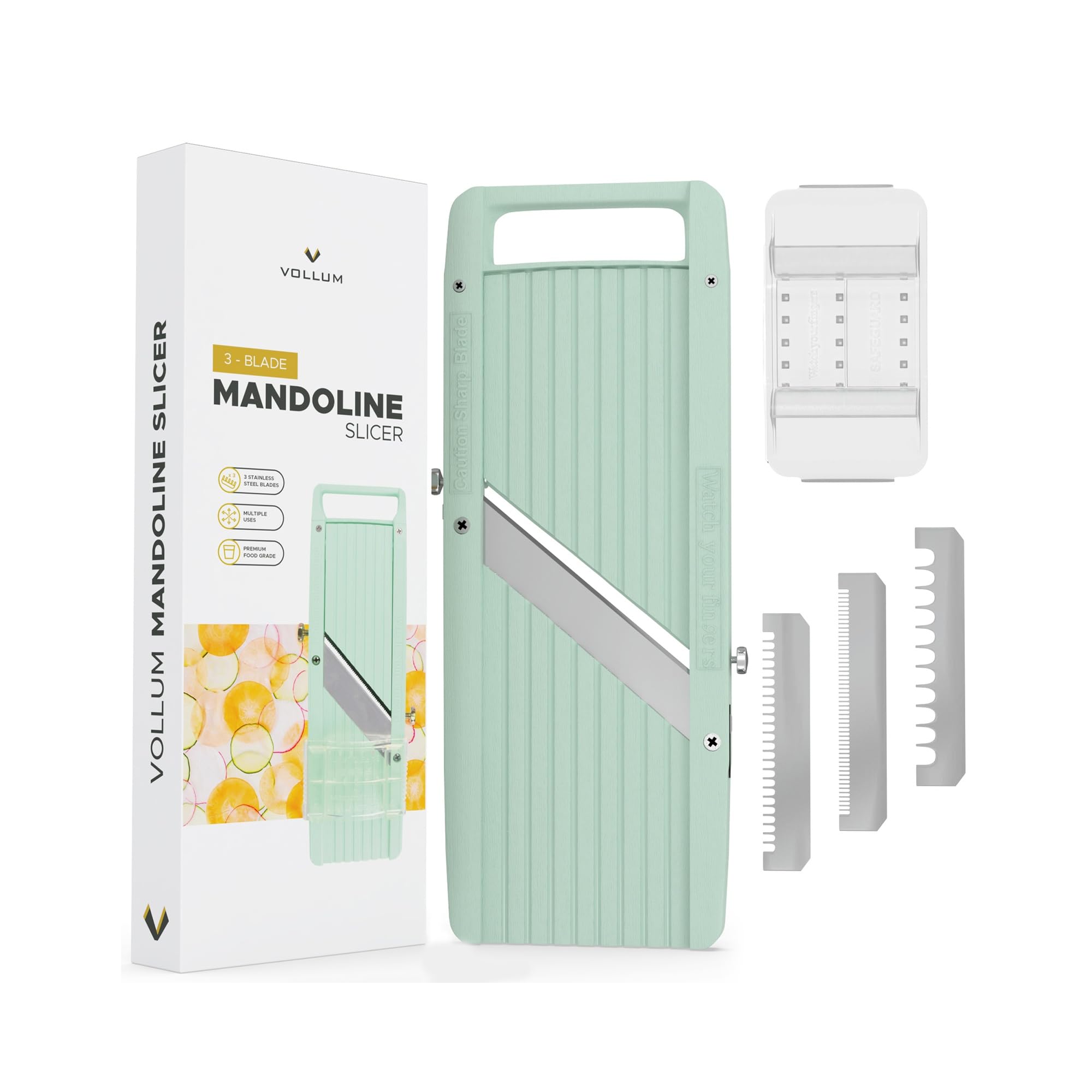 Narrow Mandoline Slicer for Kitchen – Professional Slicer Vegetable Cutter Japanese Mandoline Slicer with Interchangeable Stainless Steel Blades – Food Manual Slicer Handheld Mandoline Slicer