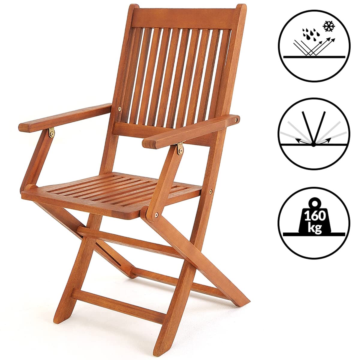 Casaria® Balkonmöbel Set 2 Personen Holz FSC®-Zertifiziert Wetterfest 3-TLG Klappbar 160kg Belastbarkeit Akazie Balkon Garten Möbel Terrassenmöbel