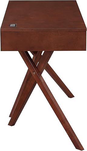 Miniatura 20 de 24/7 Shop at Home Idris Mid-Century - Escritorio moderno de madera con 2 cajones con puerto USB, toma de corriente para estación de trabajo, oficina