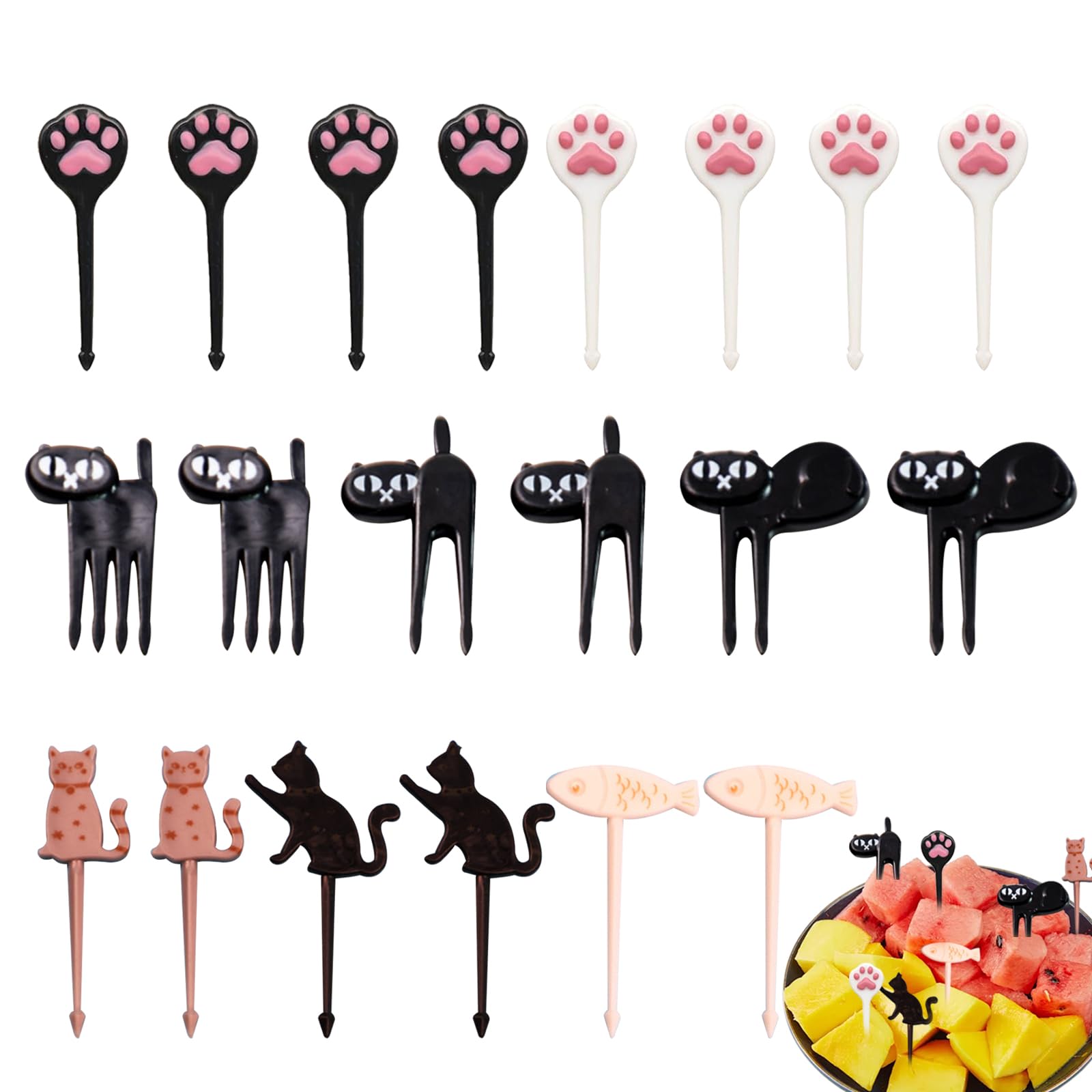 Piekser 24 Pezzi Forchette Per Finger Food Per Bambini: Accessori Bento Colorati Per Frutta, Dolci E Feste. Ideali Per Merende E Buffet, Pratici E Divertenti.