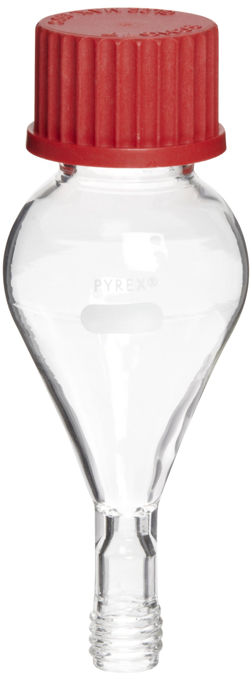 Corning Pyrex Cristal de borosilicato Squibb separatory embudo con válvula de PTFE con rosca y tapa de rosca, 250ml Capacity, 1
