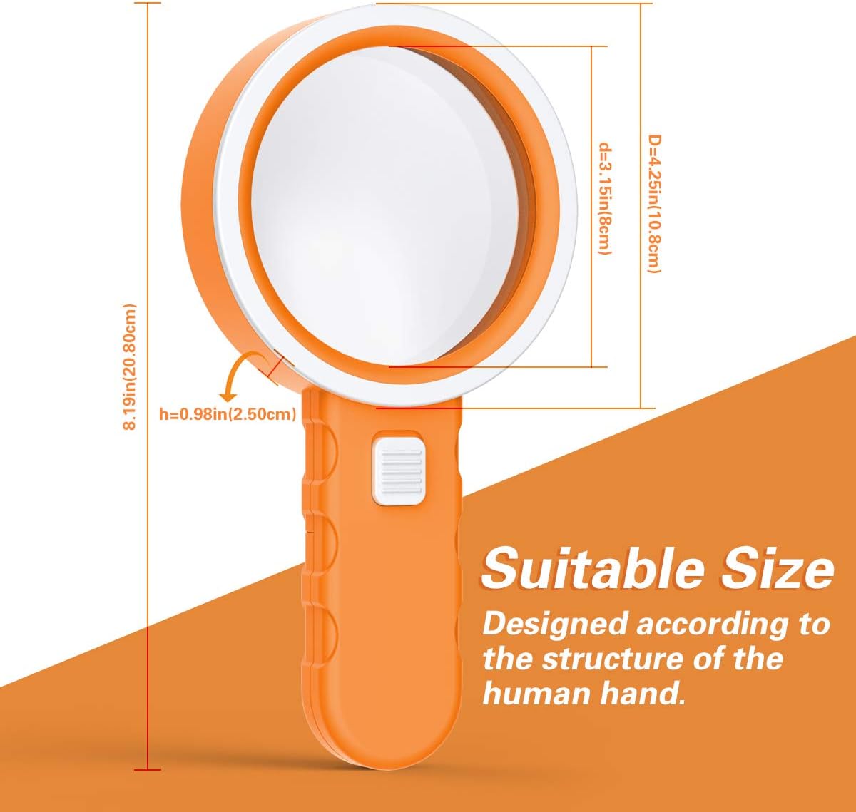Magnifying Glass with Light, 10X Handheld Large Magnifying Glass 12 LED Illuminated Lighted Magnifier for Macular Degeneration, Seniors Reading, Soldering, Inspection, Coins, Jewelry