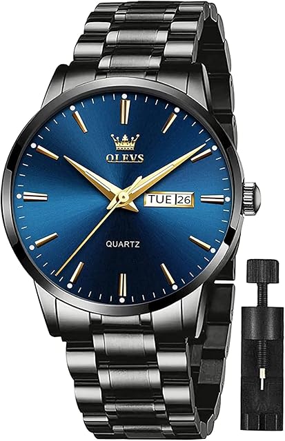 OLEVS Watch for Men Luxury Dress Gold Stainless Steel Analog Quartz Waterproof Luminous Date Diamond Business Two Tone Casual Wrist Mens Watch