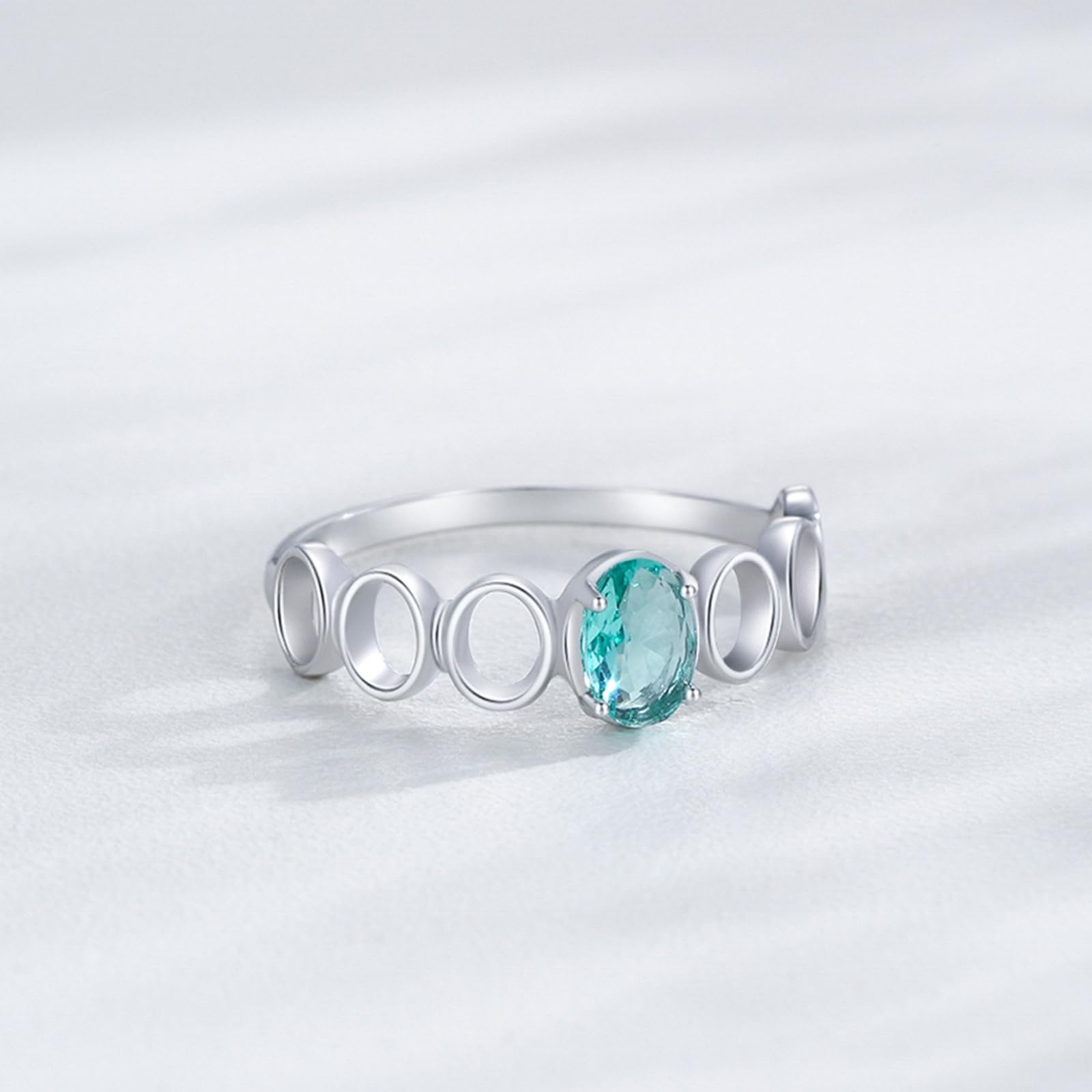 Anillos de mujer de oro auténtico, alianzas solitarias con turmalina de 0,5 ct, anillo de compromiso, oro blanco, anillos para mujer