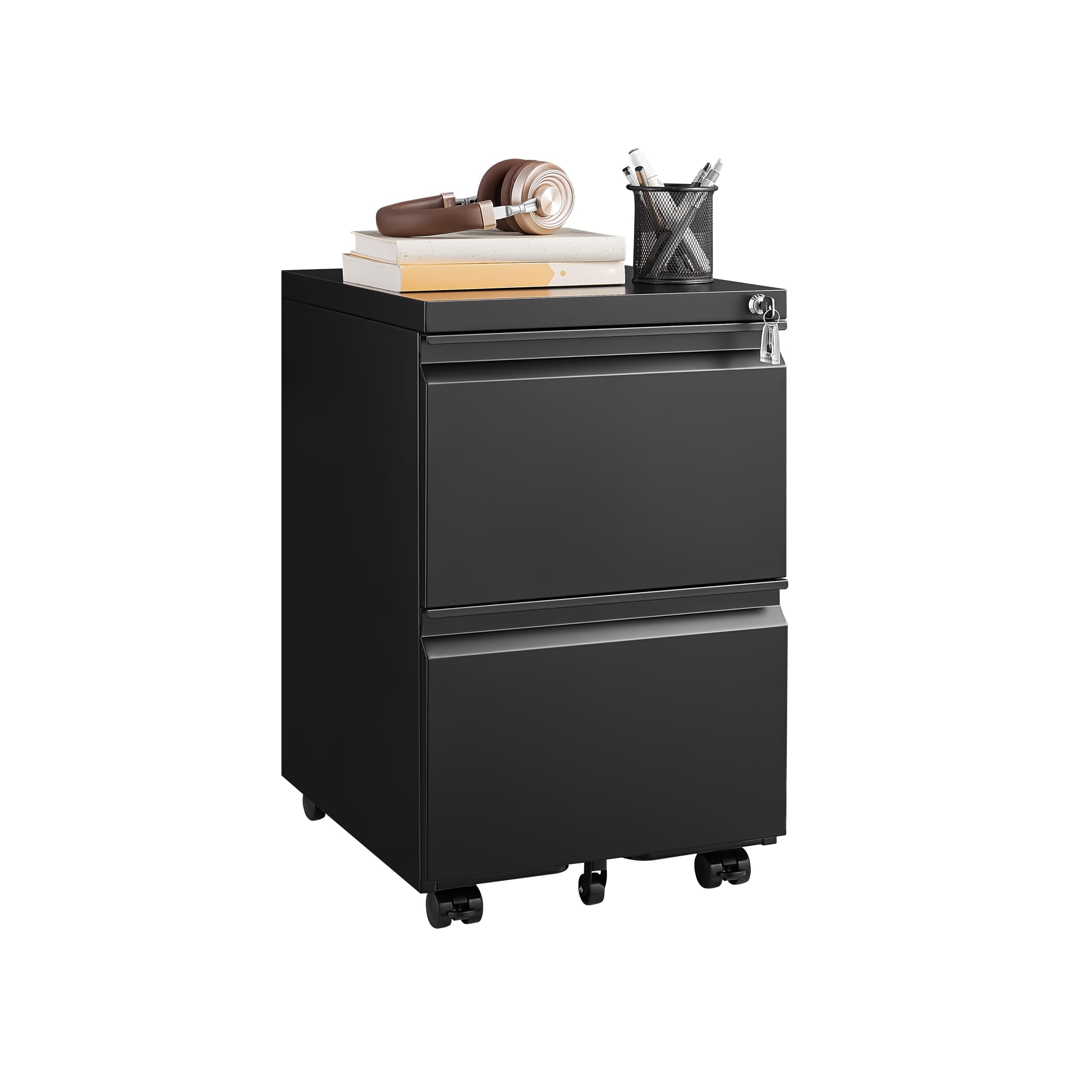 Guizeeopo 2 Drawer Locking File Cabinet, Fully Assembled Heavy-Duty Metal