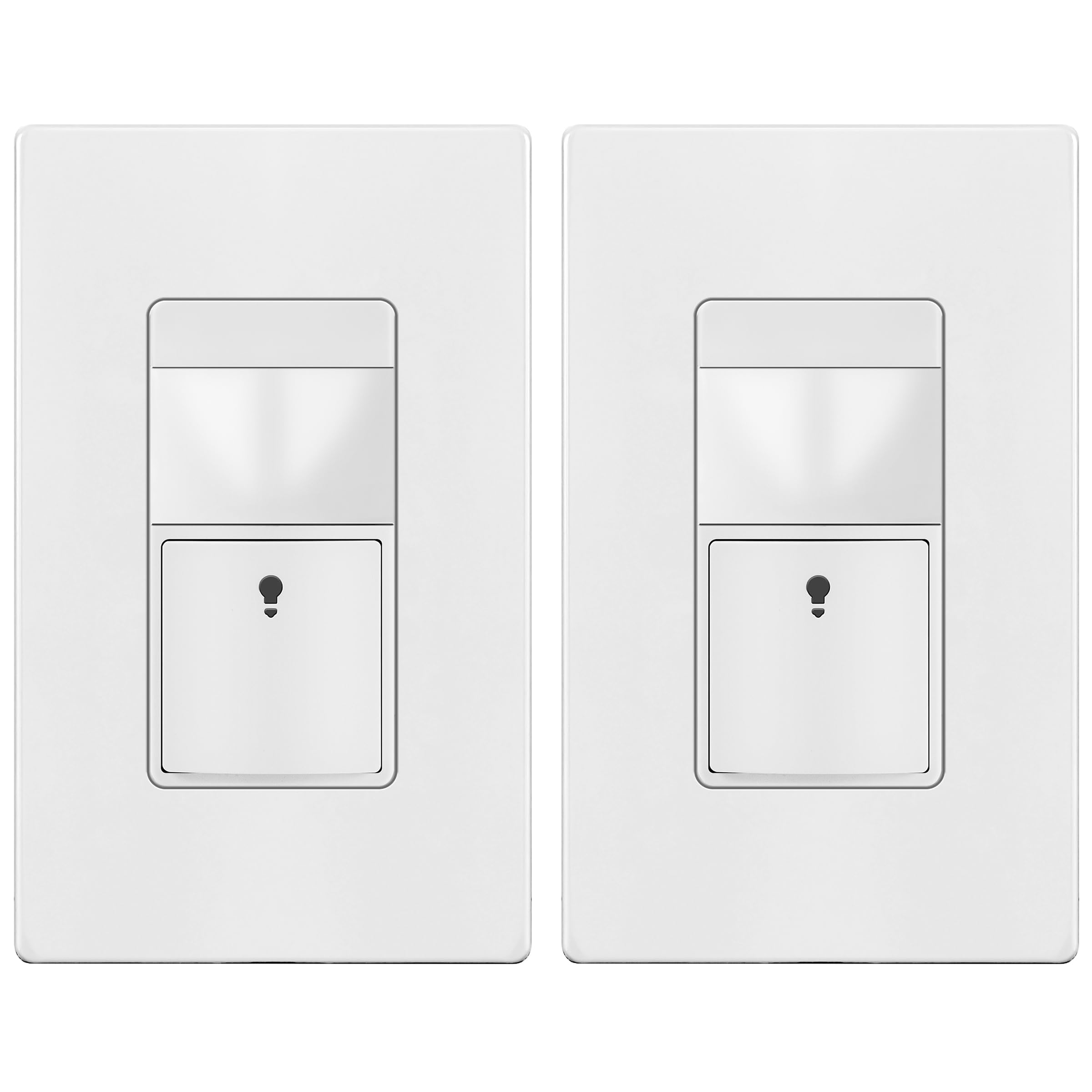 TOPGREENER Motion Sensor Switch, PIR Sensor with Ambient Light Level, 𝐍𝐨 𝐍𝐞𝐮𝐭𝐫𝐚𝐥 𝐑𝐞𝐪𝐮𝐢𝐫𝐞𝐝, Ground Wire Required, Occupancy & Vacancy Modes, Single Pole, TDOS5-JM-W-2PCS, White