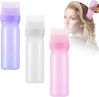 Root Comb Applicator Bottles, 60 ML/2 OZ Hair Oil Applicators, 3pcs Applicator Bottle for Hair Dye Bottle Applicator Brush with Graduated Scale, Hair Root Comb Color Applicator Bottle