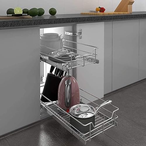 Vista 62 de Organizador de gabinete extraíble de 17 pulgadas de ancho x 22 pulgadas de profundidad, cajones deslizantes para organizadores de cocina