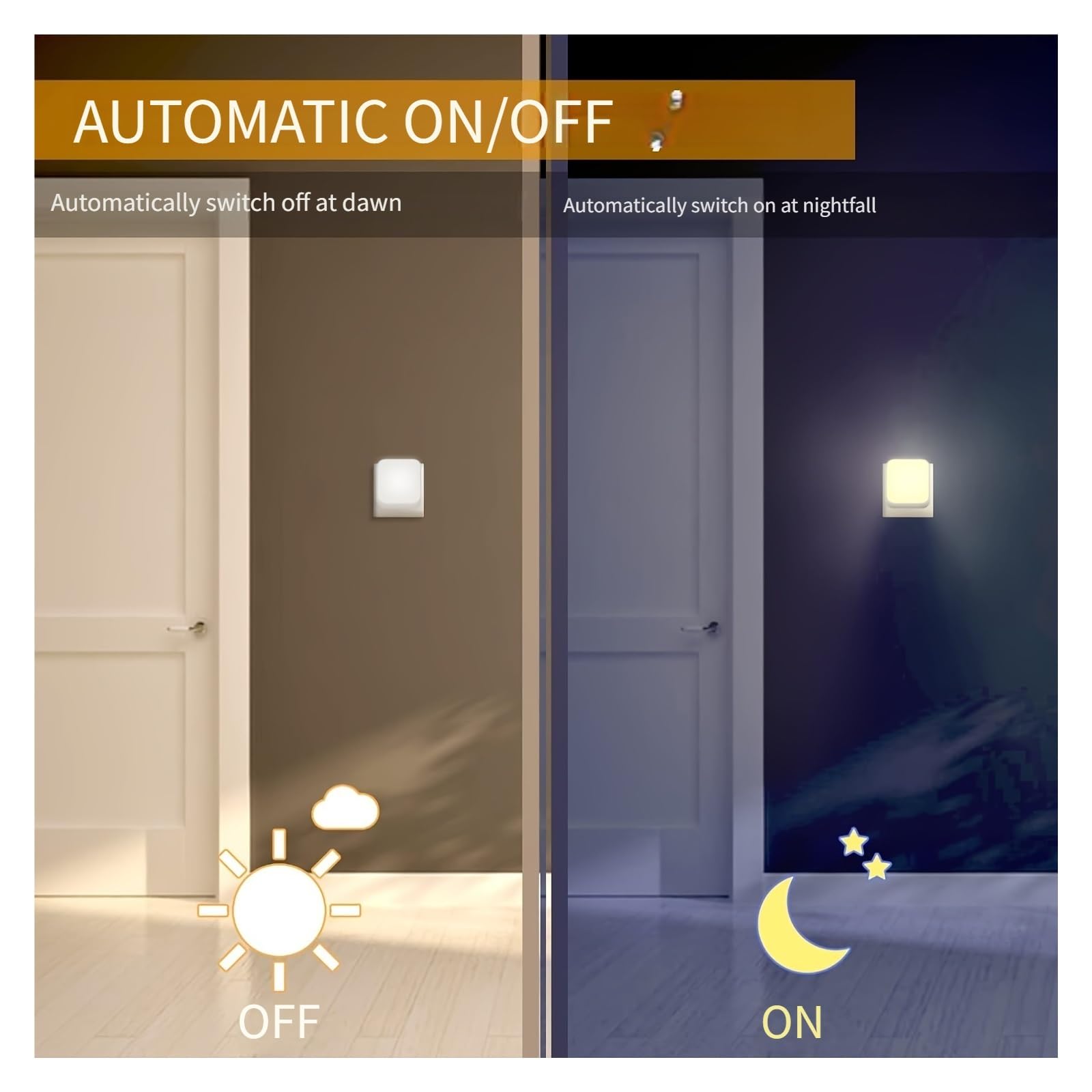 Lampka nocna LED 3 Regulacja jasności za pomocą czujnika ruchu od zmierzchu do świtu Możliwość przyciemniania wtyczki Lampka nocna do sypialni, łazienki, kuchni(2pcs EU Plug)
