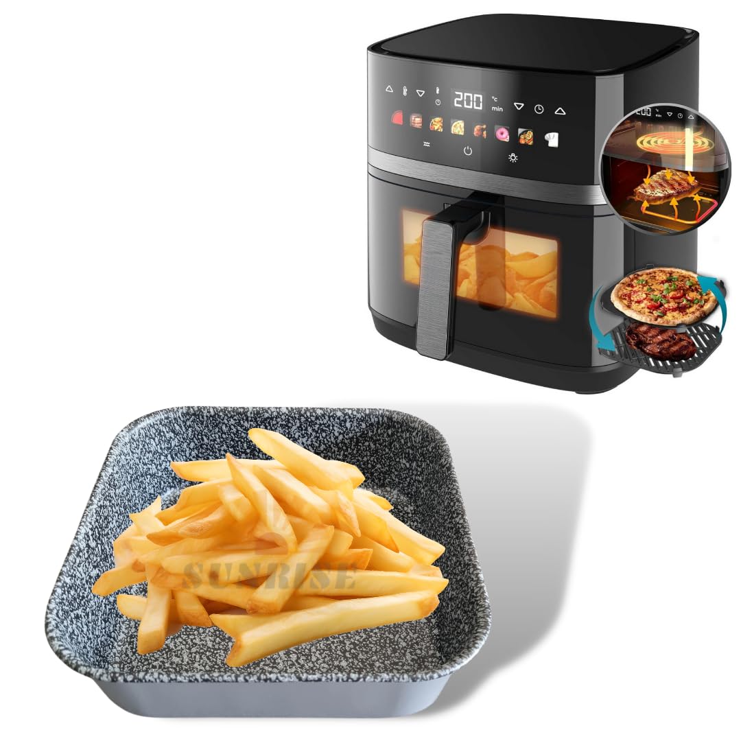 Teglia In Alluminio Effetto Pietra Per Friggitrice Ad Aria - 20x20x5 Cm, Antiaderente E Super Pratica - Foto 6