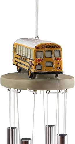 Miniatura 4 de Ebros Gift Decorativo América del Norte Amarillo Modelo de Autobús Escolar Resonante Relajante Campana de viento Patio Jardín Acento de Autobuses