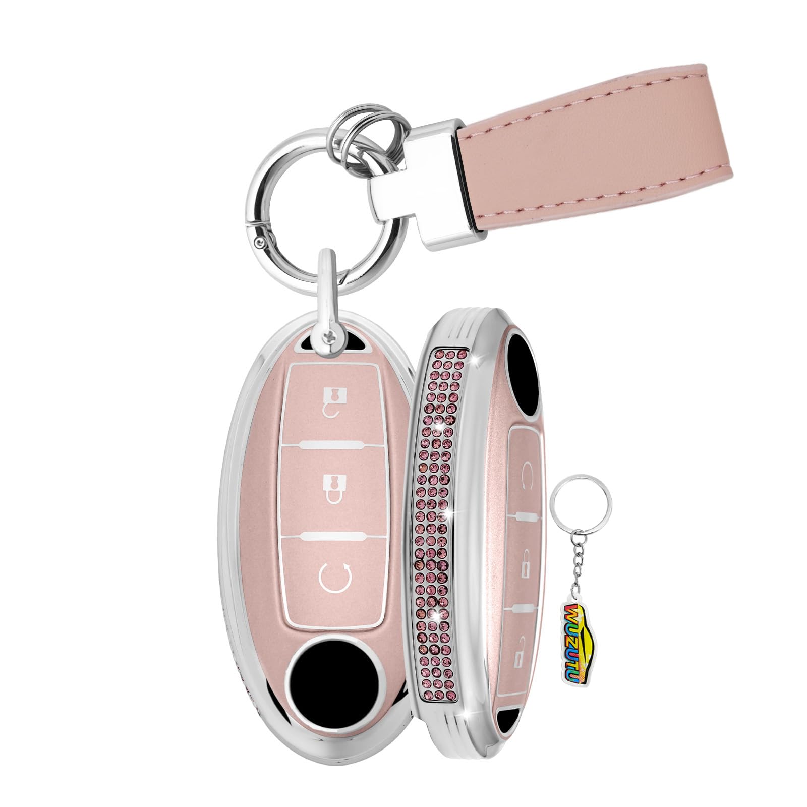 TPU Key Case Cover Compatible with Nissan Micra K13 X-Trail T32 Qashqai J11 Note 350Z 370Z Juke Leaf Cube Girlish Bling Key Case Key Case Key Case Key Case Key Fob Pink