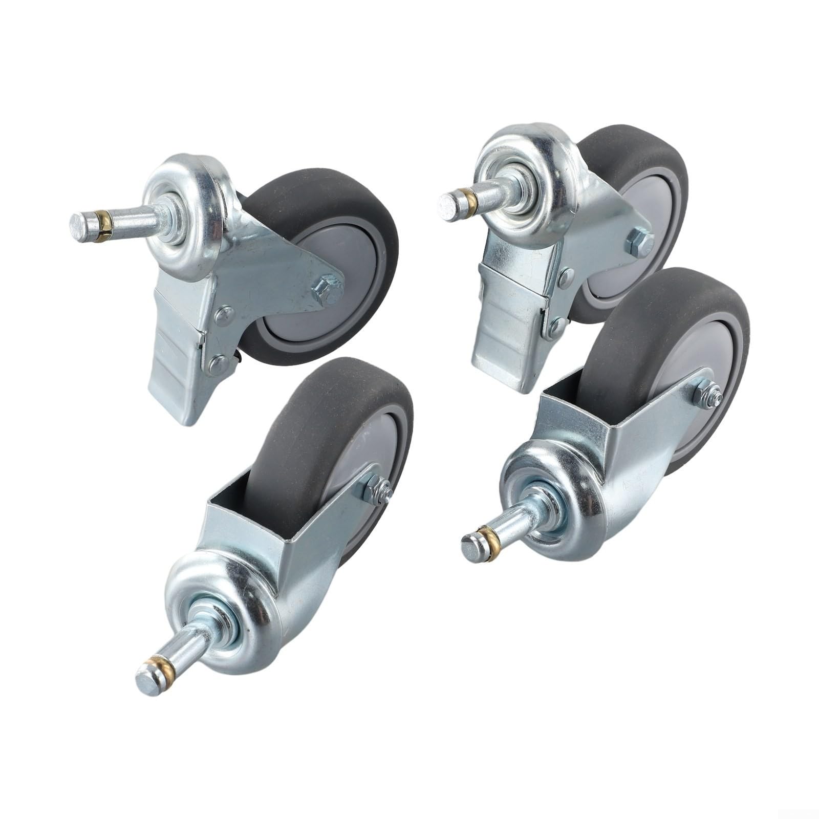 Lot de 4 roulettes robustes en caoutchouc massif de 125 mm avec frein - Pour roulettes pivotantes robustes pour l'industrie et les entrepôts - Design antidérapant - Pour chariots et appareils - Kit de