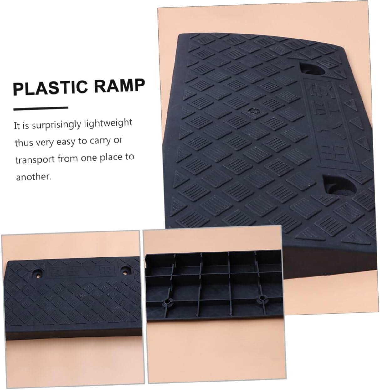 Mobestech Rubber Triangle Ramp 50x27x9cm for Vehicles Curb and Loading Use Adjustable Slope for Cars Motorcycles and Scooters Sturdy Plastic Design