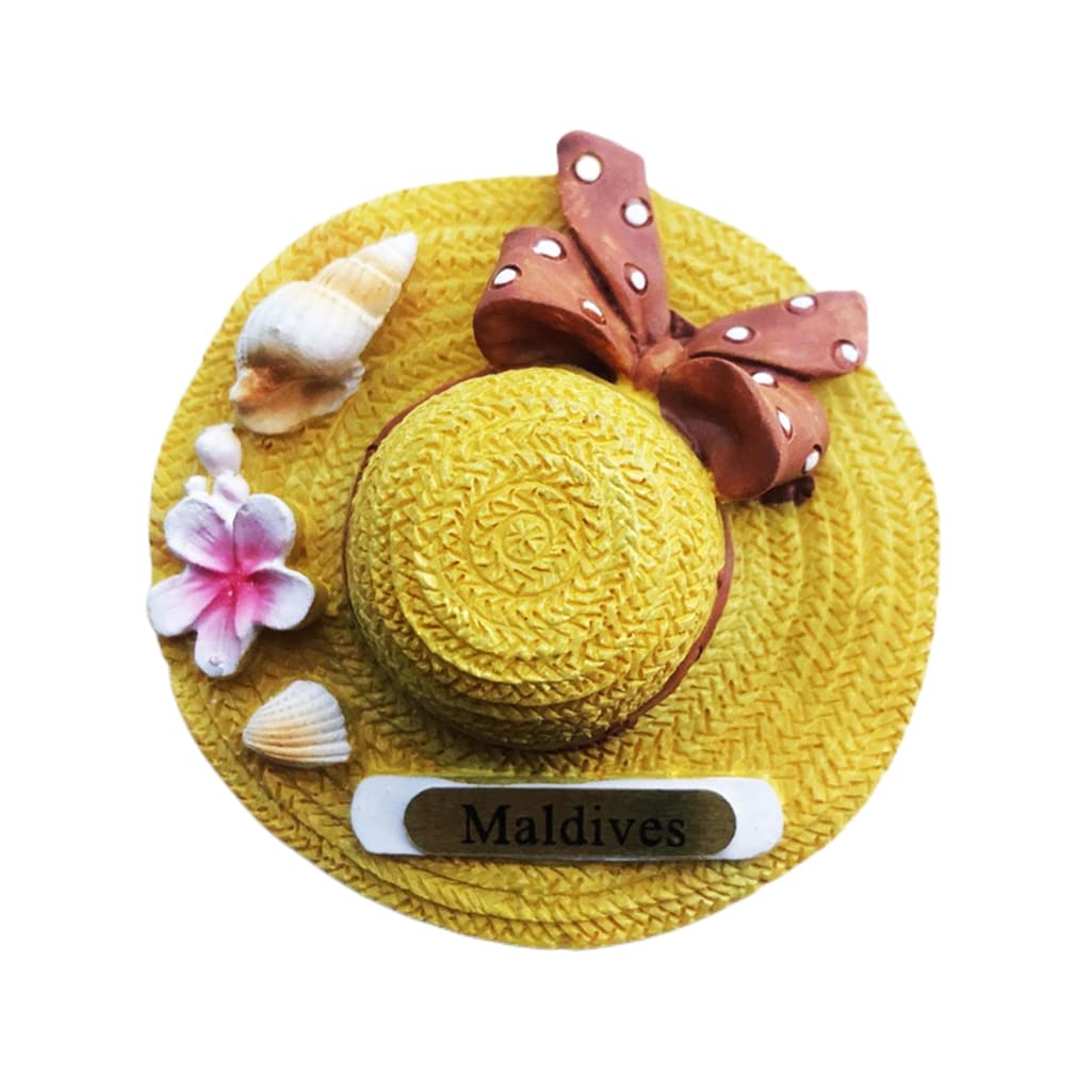 Wedarego Maldives 3D Yellow Hat Fridge Magnet Souvenir Gift,Resin Handmade Maldives Refrigerator Magnet Home & Kitchen Decoration Collection