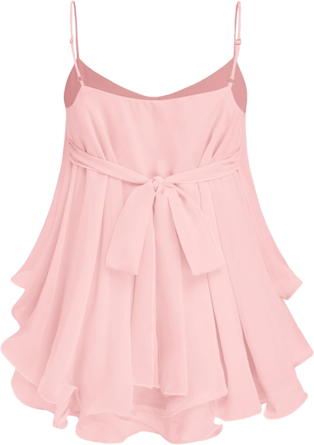 Womens Summer Babydoll Peplum Cami Tops Chiffon Ruffled Flowy Tank Top Sleeveless Trendy Casual Camisole