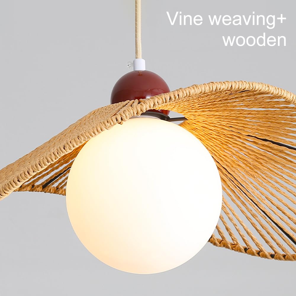 Lampy sufitowe do sypialni Boho Lampa wisząca do jadalni Kuchnia Wyspa Drewniana ręcznie tkana lampa wisząca do sypialni w stylu rustykalnym Salon