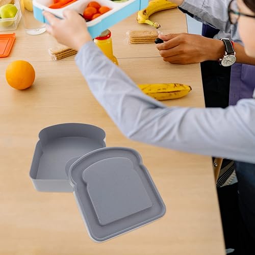 Miniatura 7 de Hemoton 4 unidades de recipientes de plástico para sándwiches, tapas reutilizables, cajas de almacenamiento de pan para niños y adultos, cajas de