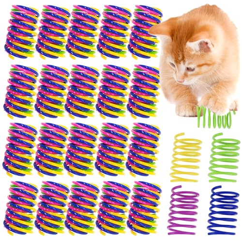 XUHN Katzenspielzeug, 100 Stück, Federspielzeug aus Kunststoff, bunt